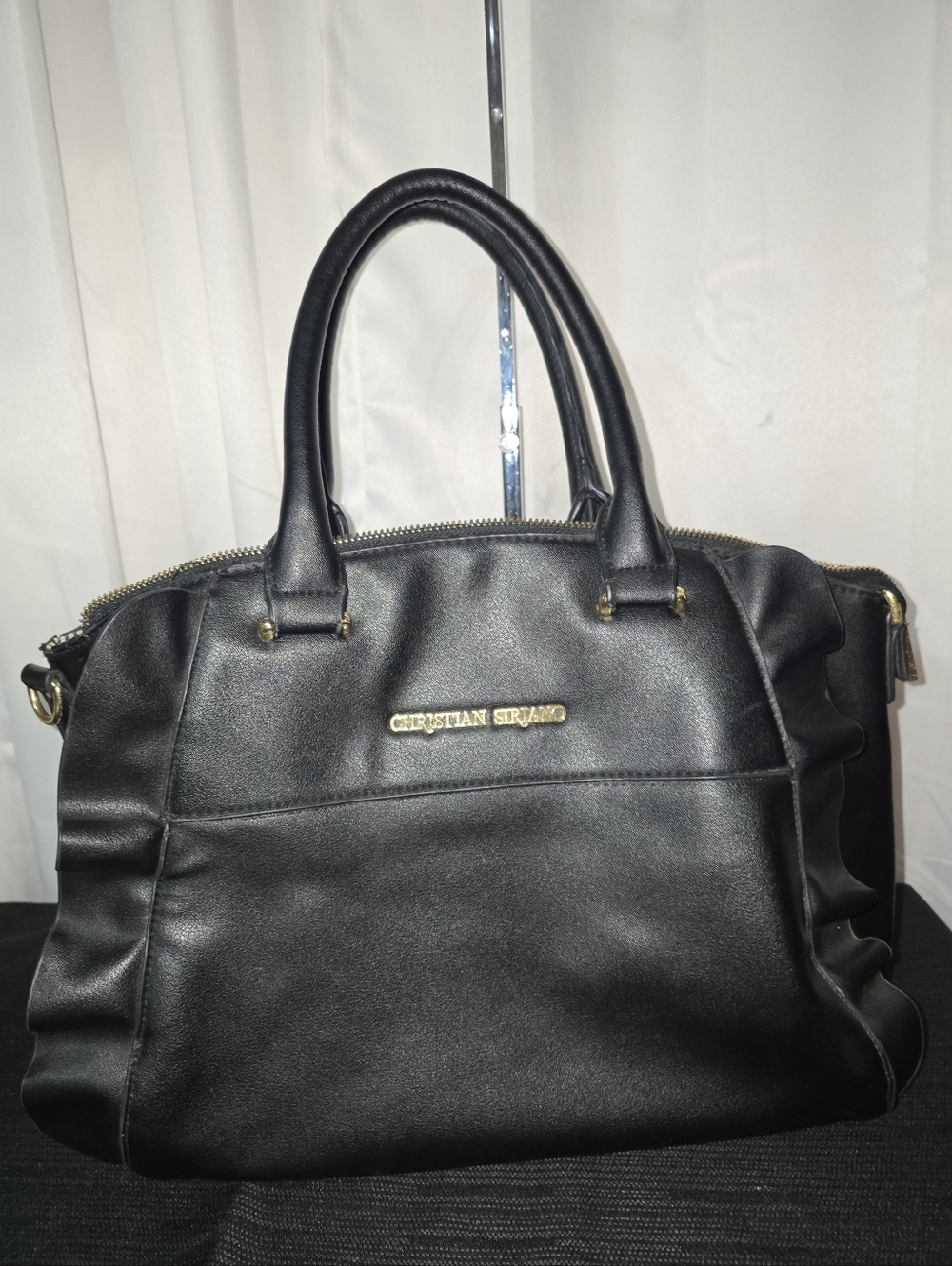 Christian SERIANO BLACK Leather TOTEBSHOULDER BAG